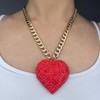 OSCCI Crystal Red Heart Necklace Hip Hop Gold Chunky Choker