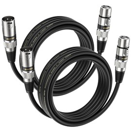 EBXYA Premium XLR Microphone Cable 5M, 2-Pack - Balanced 3-Pin XLR Male to Female, Studio/Stage/DMX Audio Connection Solution