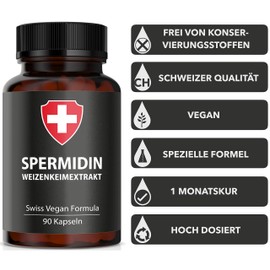 Spermidin Kapseln hochdosiert | Natürliches Weizenkeimextrakt mit hohem Spermidingehalt | 90 vegane Spermidine Kapseln
