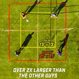 GoSports Slam X 4 Square Volleyball Game Set - Ultimate Backyard & Beach Game for All Skill Levels - 14 x 14 ft