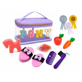 HIMMELSKRAFT® Hobby Horse Accessories for Kids – 11-Piece Grooming Kit with Bag, Brush, Hoof Pick & Ribbons – Gift for Girls, Stick Horse & Pretend Play