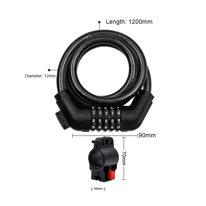 Pack of 2 NUZAMAS Bicycle Comnination Chain Lock with Holder,