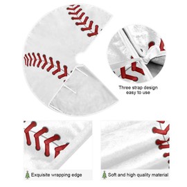 WELLDAY Sport Baseball Print Christmas Tree Skirt Rustic Xmas Ornaments Holiday Party Decorations Mat