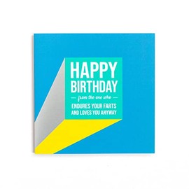Bettie Confetti Happy Birthday Card - Birthday Farts, Square | Funny, Offensive, Joke Greetings Cards for Husbands, Boyfriends, Sons & Friends | Bright, Rainbow Celebration Design | Envelope Included