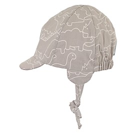Sterntaler Baby Boys Peaked Cap Ties Ear Flaps and Dinosaur Motif Hat, Grey (smoke grey 566)