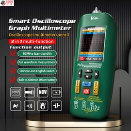 3 in 1 Smart Oscilloscope Graph Multimeter Pocket Sized Electric Pen Handheld Digital Scope Meter for Automotive,Diode Resistance Capacitance,Amp Ohm Volt Tester,Voltage/Current Test(Green)