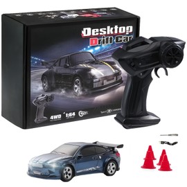 RC Drift Car, 1/64 Scale Mini Drift Cars, 2.4GHz Adjustable Throttle High Speed Remote Control Car, RTR 4WD Fast RC Cars with Lights, Hobby Race Vehicle Toy Birthday Gift for Kids, Boys, Girls, Adults