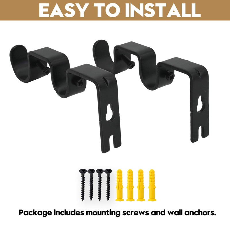 AddGrace 2 PCS Double Curtain Rod Bracket Heavy Duty Vintage