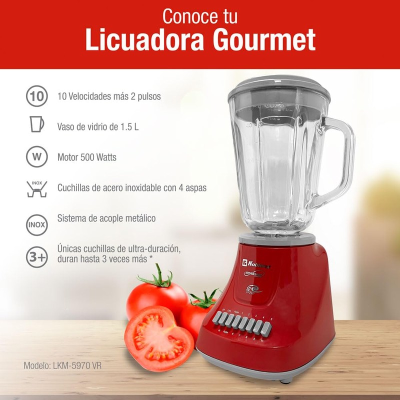 Koblenz 51oz. Gourmet Blender, Salsa Mixer, Smoothie, 10-Speed 4 Blades