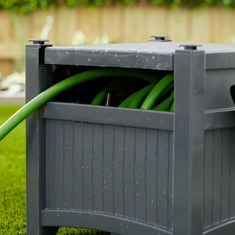 Suncast Garden Hose Hideaway Storage Reel Box, Cyberspace Grey –
