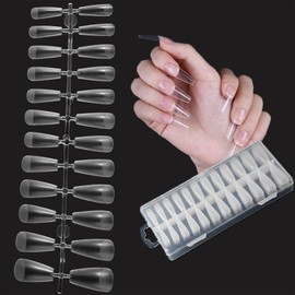 Guskino Wave Nail Tips, Ultra Thin, Set of 240, Transparent Nail Tips, Natural Fit, False Nails, Length Strip, Nail Seal, Practice, Commercial Use, Storage Case Included