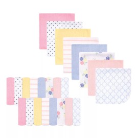 Hudson Baby Rayon from Bamboo Washcloth Bundle, Blue Pink Floral, One Size