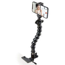 Elecom P-STSRSGNCPBK Smartphone Holder, Gooseneck Arm, Clip Fixing, 2-Way Accessory Shoe Included, Black