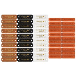 Handmade PU Leather Tags, 50 Pieces Handmade with Love on Clothing Tags, Decorative Knitting Accessories Crochet Knitting Hat Doll with Holes for DIY Crafts