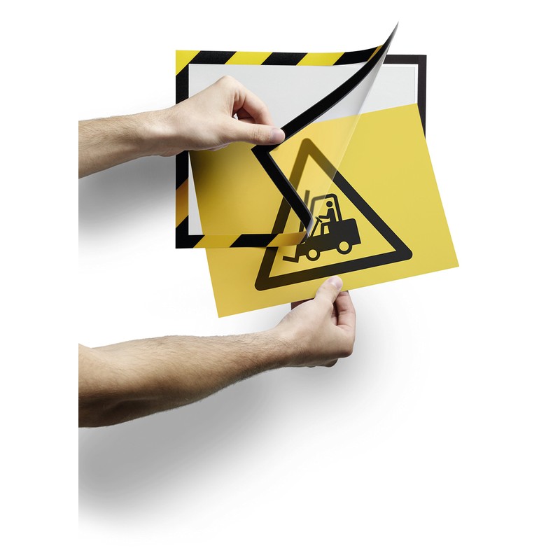 Durable Duraframe Security A4 Info Frame, Yellow/Black (Pack of 2)