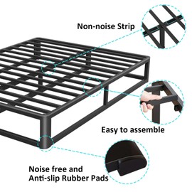 Firpeesy Upgrade Anti Bending and Round Corner Legs 10 inch Metal Full Bed Frame 3500 LBS Heavy Steel Slats Support Platform Bed Frames No Box Spring Needed Platform Noise Free Easy Assembly