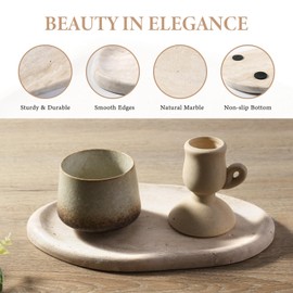 Koville Luxurious Natural Marble Vanity Tray, Cloud Shape Serving Stone Key Tray for Home Decor, 10" x 7" Marble Storage Trays for Bathroom, Stone Plate Holder for Perfume, Candle and Jewelry