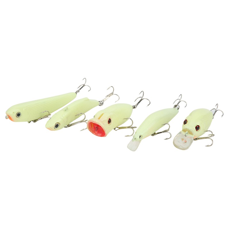 5Pcs Simulation Luminous Plastic Lure Hard Minnow Popper Pencil VIB