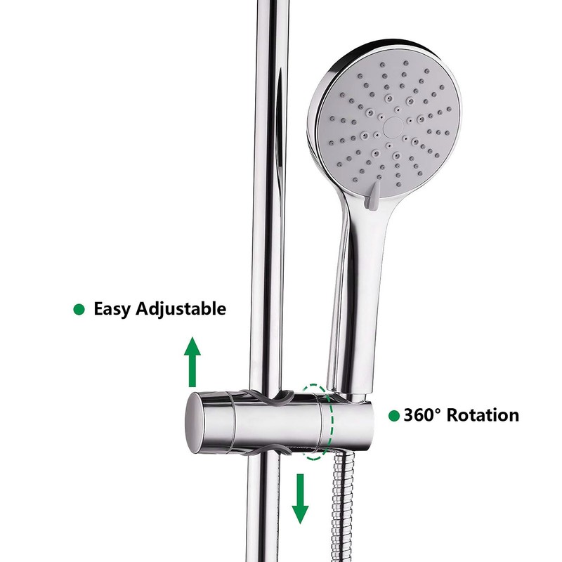 Shower Slide Rail Set 360° Rotation Adjustable Height with 1.5m