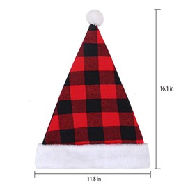 Incholl Plaid Christmas Hat Plaid Santa Hat for Adults Christmas Costume Comfort Xmas Hats for Christmas New Year Festive Holiday Party Supplies