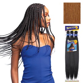 Sensationnel Ruwa prestretched braiding hair - 3x 54 inch water repellent kanekalon fast dry synthetic sports itch free (1 pack, 30 LIGHTAUBURN)