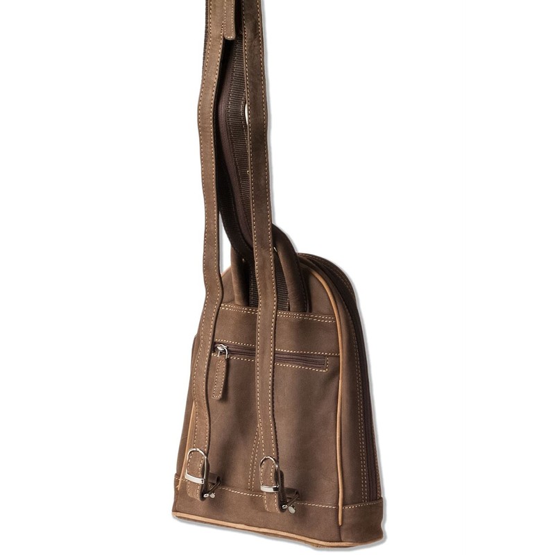 Woodland Leather Backpack, Small Size, Natural, Soft Buffalo Leather, Dark