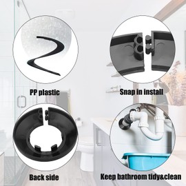 Juvielich 4Pcs Fit for 3.5 Inches Pipe PP Plastic Flange Pipe Cover Decoration Black Escutcheon Collar Pipe Cover Radiator for Wall Pipe Tube Decoration