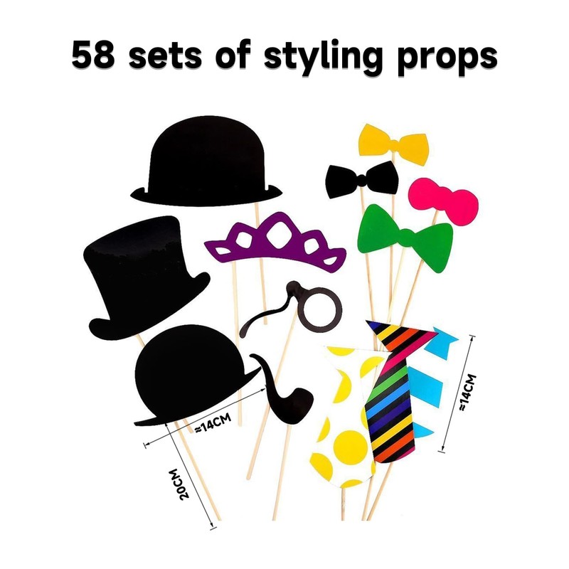 58-Piece Wedding Photo Booth Props Set, Party Props, Photo Booth,