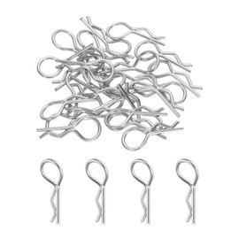 sourcing map 25Pcs RC Body Clips Curved Spring R Pins for All 1/8 1/10 Models RC Car Crawler Truck Shell Replacement Parts (Silver)