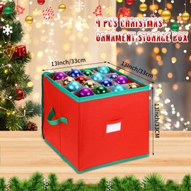 Maxcheck 4 Pcs Christmas Ornament Storage Box 16 Trays for 256 Holiday Ornaments in Total 3 Inch Ornament Organizer Storage Container with Adjustable Dividers Dual Zipper Closure Xmas Holiday Ornament