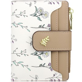 Farcauo Cute Brown Flower Wallet for Women Small Kawaii Coin Purse with ID Window Lightweight and Stylish Design Compact Cash Wallet for Ladies
