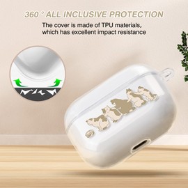 Case Compatible with Airpods Pro, Clear Cute Cartoon Cat Soft TPU Airpods Case with Lovely Kitty Keychain for Girls Women Portable AirPods Accessories Protective Case for Airpods Pro