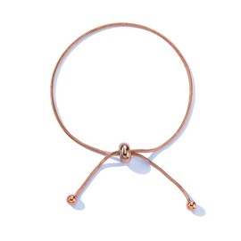 18K Gold Plated Snake Chain Adjustable Anklet Bracelet for Women Stainless Steel Round Bead Pull-Out Anklet Bracelet Minimalist Dainty Slider Bolo Anklet Bracelet Simple Thin Chain Anklet Female Foot Summer Beach Jewelry Gift (Rose Gold)