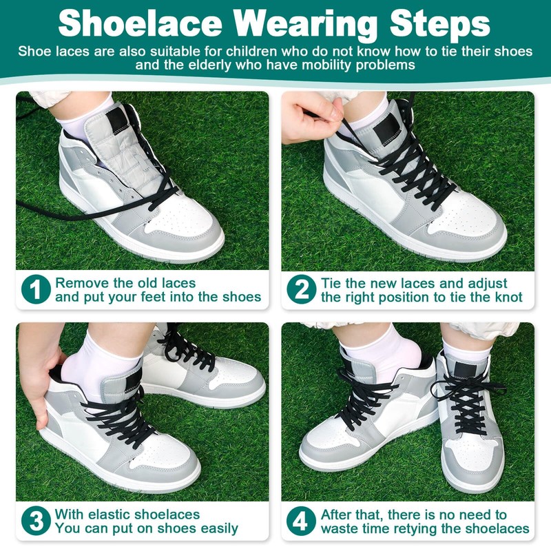 DELELE Flat Elastic Shoe Laces: Light Grey Stretch Shoelaces for