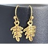 Etched Gold Leaf Dangle Earrings Nature Fall Jewelry Earrings for