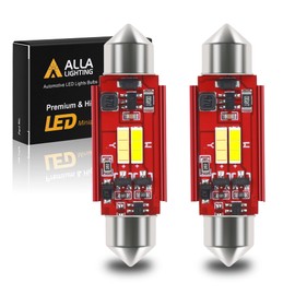 Alla Lighting Dual Color 6418 C5W LED Festoon Bulbs, White/Ice Blue Switchback CAN-bus 36MM License, Map, Dome, Door, Trunk, Courtesy Lights