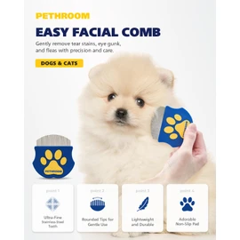 [PETHROOM] Professional Eye Comb for Pets | Stainless Steel Tear Stain Remover for Cats & Dogs | Gentle Round-Head Grooming Tool | Compact & Portable for Eye Gunk Removal