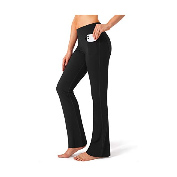 G Gradual Women's Pants with 4 Pockets High Waist Work Pants Bootcut Yoga Pants for Women (Black, Small)