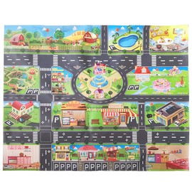 JTMM Carpet Playmat City Life,Plastic PVC Playmat Size39.3X51.1in/100x130CM Area Rug Carpet & Educational Learning Gift For Bedrooms