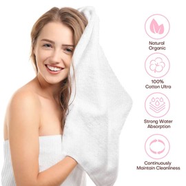 FCAEON Disposable Towel Tablets Large 55" x 27.5" 5 Packed Compressed Bath Towels for Travel Premium Personal Cleansing Towel Great for Indoor & Outdoor (Pink)