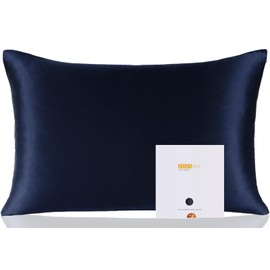 ZIMASILK 100% Mulberry Silk Pillowcase for Hair and Skin, with Hidden Zipper, Both Sides 19 Momme Pure Silk, 1pc(King 20''x36'',Navy Blue)