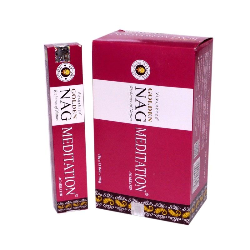 Vijayshree Golden Nag Meditation - Premium Incense Box of 12