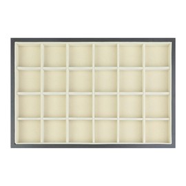 uxcell Velvet Jewelry Organizer Trays with Removable Dividers for Drawers, Jewelry Organizer Drawer Inserts Container Display Case 24 Grid Tray Black