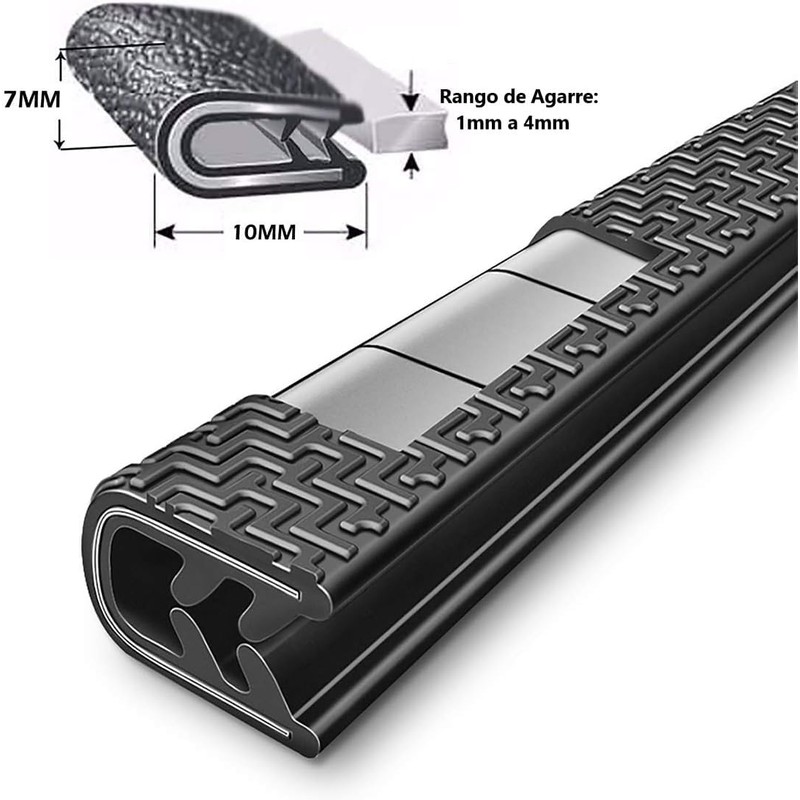 Protector Borde Puerta Auto Sello Hule Moldura Antirrayas Universal 10m