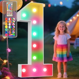 Ledido 4FT Marquee Light Up Numbers, 34 Colors Changing Marquee Numbers 4 Feet Tall with Remote, Big Numbers for Party Wedding Graduation Birthday Decoratoons, Large Light Up Number 1