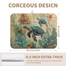 Wnoesat Sea Turtle Dish Drying Mat for Kitchen Counter Vintage Ocean Animal Microfiber Absorbent Dish Drainer Rack Mat Nautical Drying Mats Large Dish Draining Mat 18x24 Inch