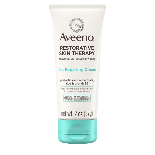 Aveeno Restorative Skin Therapy Moisturizing Oat Repairing Cream for Sensitive, Distressed, Dry Skin, with Prebiotic Oat & Aloe, Formulated without Parabens, Fragrance & Steroids, 2 oz (Pack of 3)