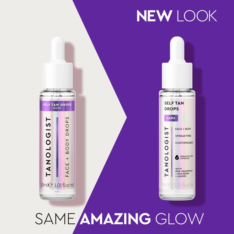 Tanologist Dark Self Tan Drops, Streak-Free Body & Face Tanning