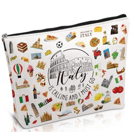 Luvsweets Italy Travel Essentials Gifts - Italy Souvenirs Gift Makeup Bags, Italy is Calling I Must Go Cosmetic Bags with Zipper, Italy Themed Gift for Travelers Women Friends