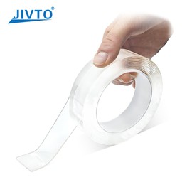 JIVTO Nano Tape Double Sided Heavy Duty 9.85 FT, Multipurpose Removable Clear Mounting Adhesive Tape, Reusable Washable Waterproof Thick Gel Grip for Hanging Photo, Carpet, Picture, Poster (1 Pack)